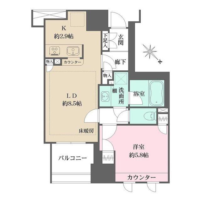 ファミール東銀座グランスイートタワー(1LDK/10階)の間取り写真