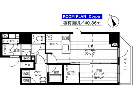 ステージファースト浅草橋(1DK/11階)の間取り写真