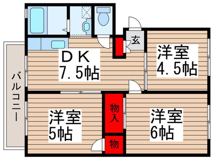 セントラルカペラ(3DK/2階)の間取り写真