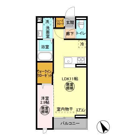FLEURB(1LDK/1階)の間取り写真