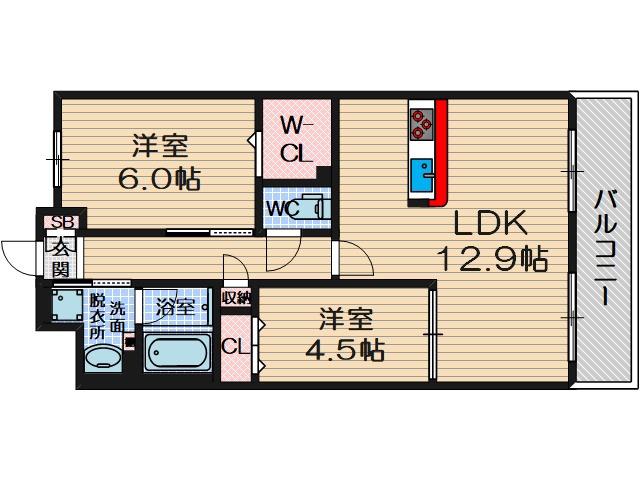 イニシオ山水(2LDK/1階)の間取り写真