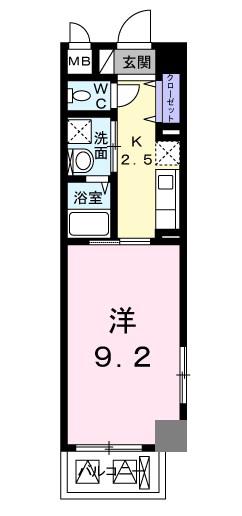 フローラ人丸(1K/3階)の間取り写真