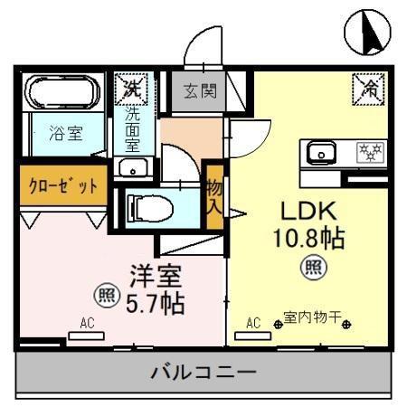 オペラハウス飯塚(1LDK/3階)の間取り写真