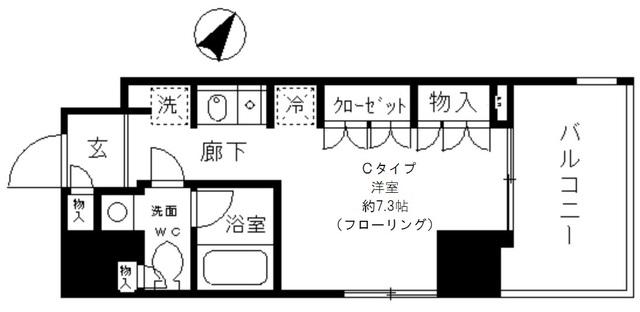 カレドタワー(ワンルーム/10階)の間取り写真