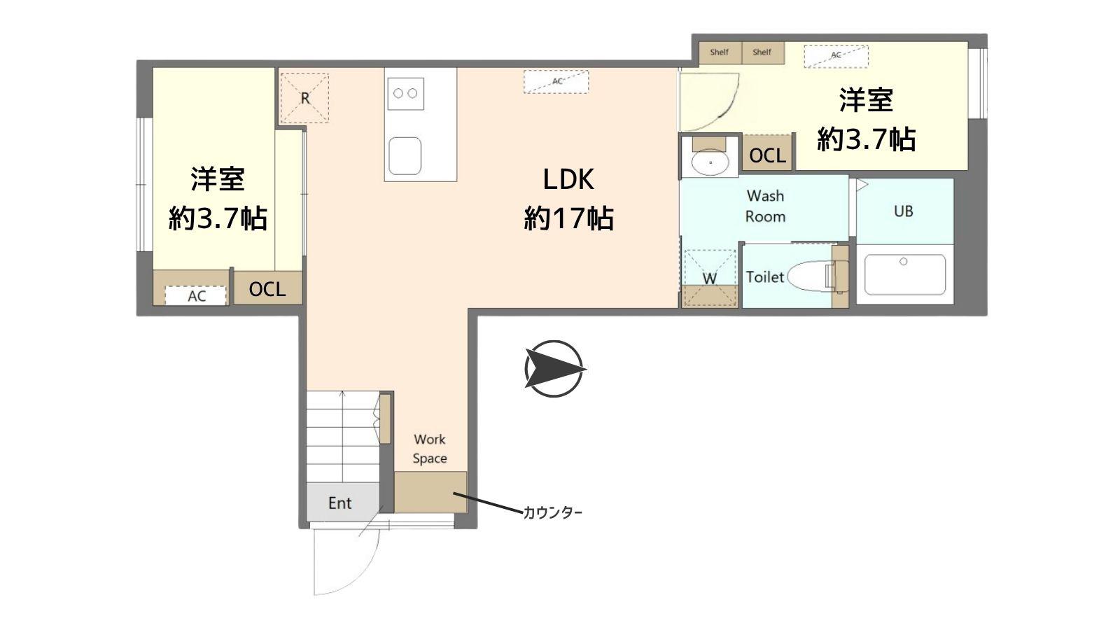 アドアストラ中野(2LDK/1階)の間取り写真