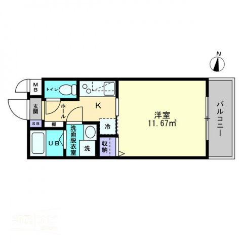 LAVITA扇町(1K/1階)の間取り写真