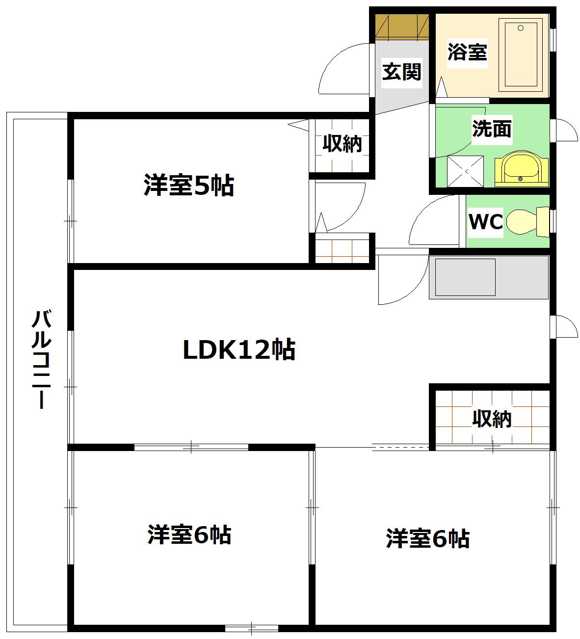 スプリングポートA(3LDK/2階)の間取り写真