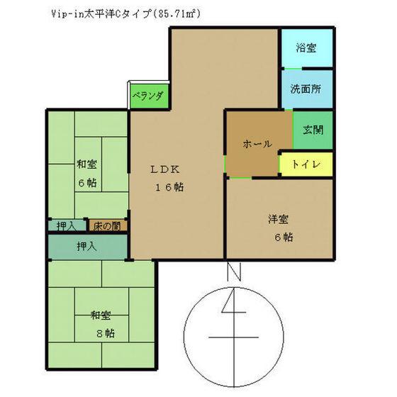 VIP-IN太平洋(3LDK/3階)の間取り写真