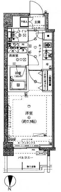 RISING PLACE 北千住(1K/7階)の間取り写真