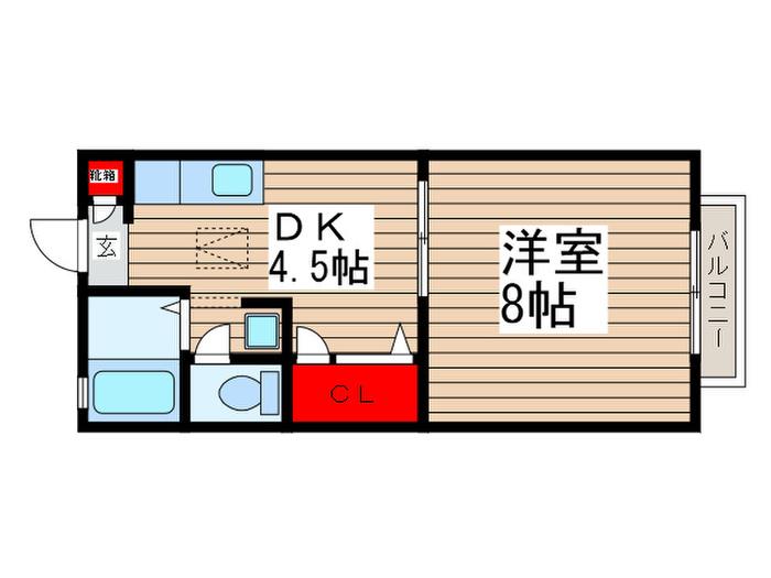 ファミールM(1DK/1階)の間取り写真