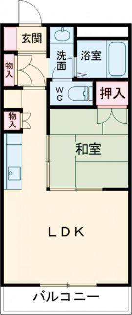 高砂ハイツ石原2(1LDK/3階)の間取り写真
