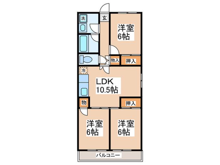 北野マンション(3LDK/2階)の間取り写真