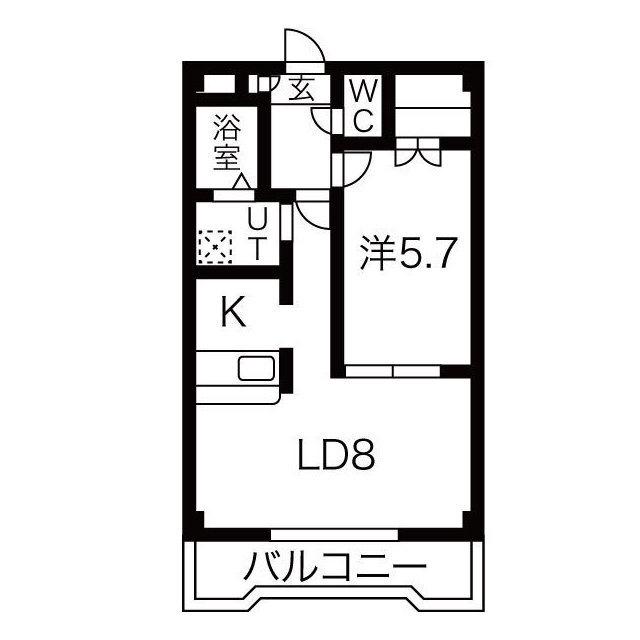 メロン宇佐美(1LDK/2階)の間取り写真