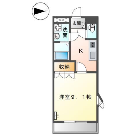 ウィスティリア(1K/3階)の間取り写真