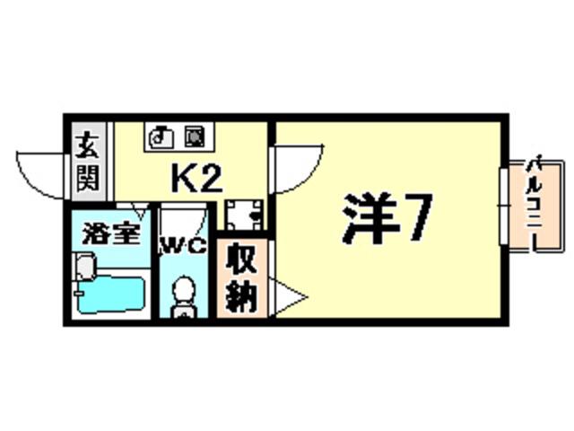 サマックスボヌ-ル(1K/2階)の間取り写真