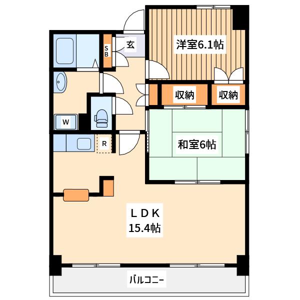 ライブ・トピア寺町(2LDK/8階)の間取り写真