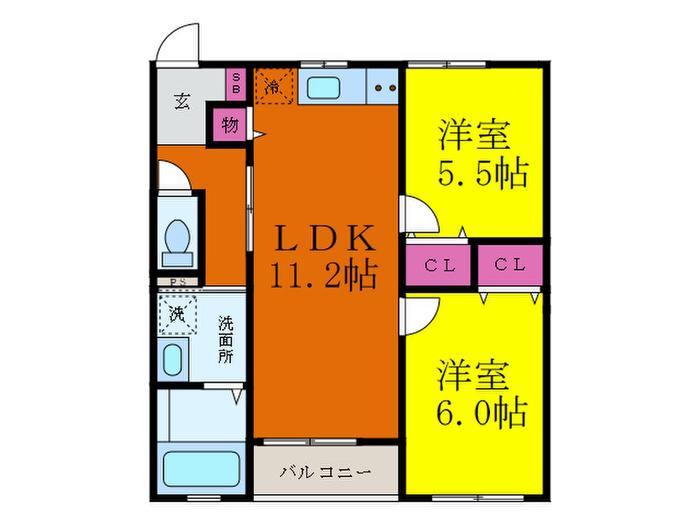 富士林プラザ11番館(2LDK/1階)の間取り写真