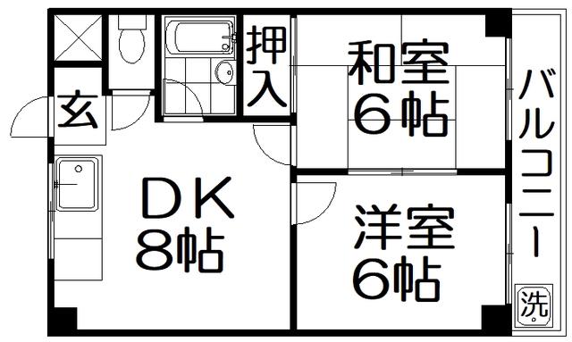 私部金森マンション(2DK/3階)の間取り写真