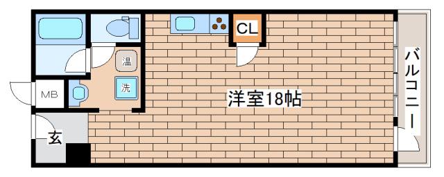 花隈ダイヤハイツ(ワンルーム/8階)の間取り写真