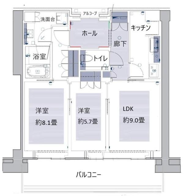 グラングリーン大阪 THE ノース RESIDENCE(2LDK/20階)の間取り写真