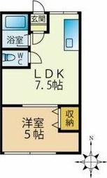 シティハイムミルフィール(1DK/1階)の間取り写真