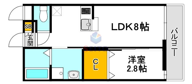 リアコート関大前II(1LDK/2階)の間取り写真