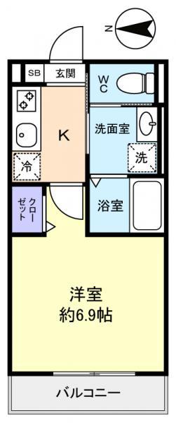 ROBOT HOME 前原II(1K/1階)の間取り写真