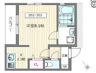 江古田フラット(1K/3階)の間取り写真