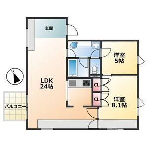 TASHIRO71(2LDK/4階)の間取り写真