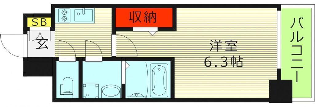 ファーストフィオーレ京橋ブレイニー(1K/2階)の間取り写真