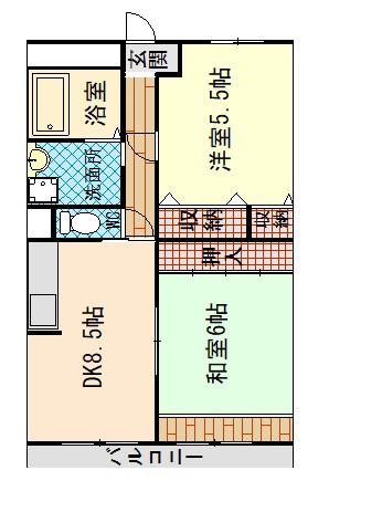 アベニュー(2LDK/2階)の間取り写真