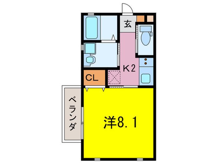 グレース仁川エル(1K/2階)の間取り写真