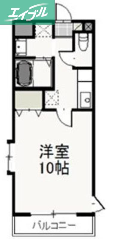 ウエスト COURT B(1K/3階)の間取り写真