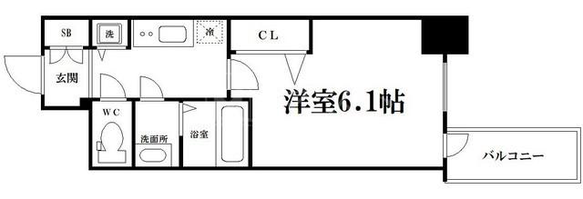 プレサンス心斎橋クオーレ(1K/14階)の間取り写真