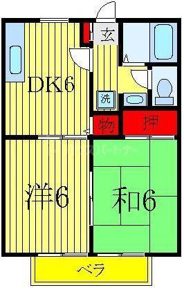アイランド小菅(2K/1階)の間取り写真