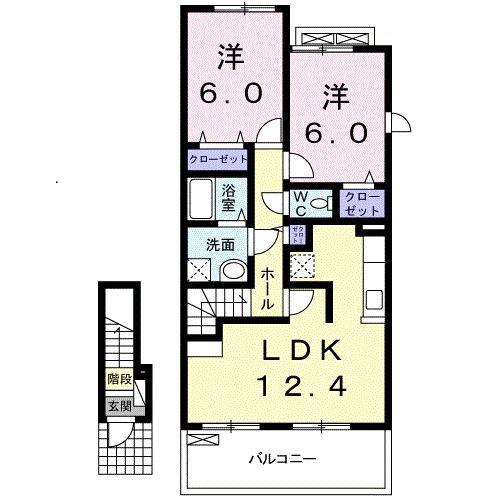 サンライズ II(2LDK/2階)の間取り写真