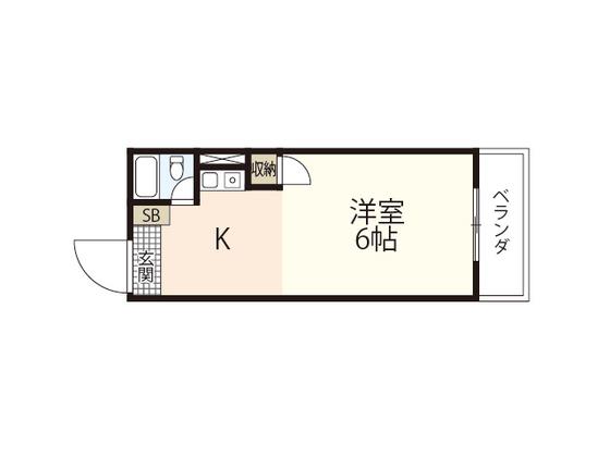 アクアコート庚午(1K/4階)の間取り写真