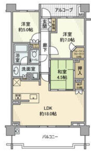 プラウド昭和楽園町(3LDK/2階)の間取り写真