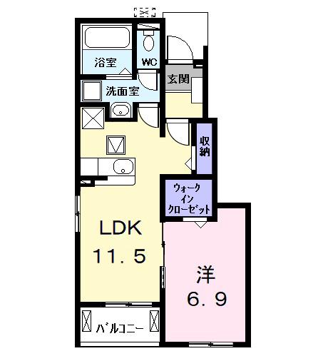 ジュネス・クレア(1LDK/1階)の間取り写真