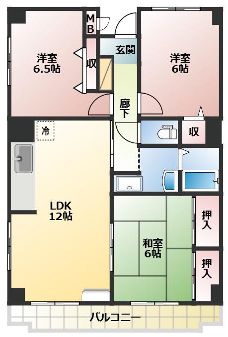 ハーヴェスト本郷(3LDK/1階)の間取り写真