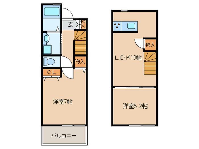 RIZ エクリュ(2LDK/1階)の間取り写真