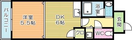 LEAD大手町(1DK/2階)の間取り写真