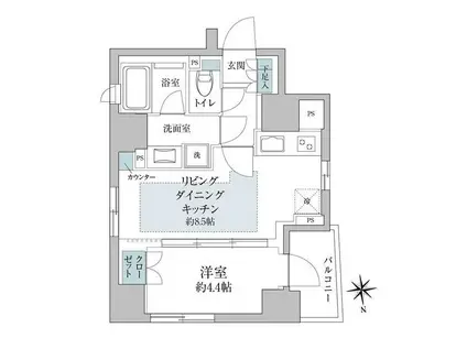 オープンレジデンシア目白アベニュー(1LDK/7階)の間取り写真
