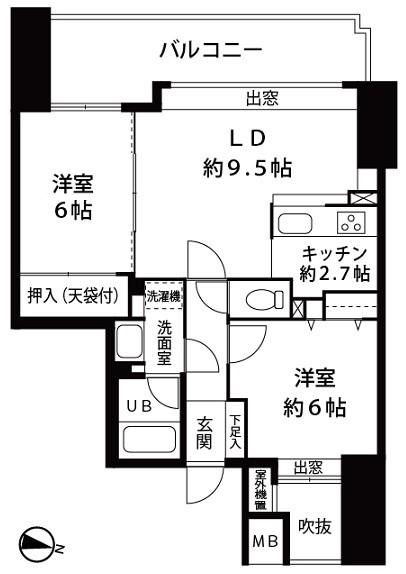 菊川南ガーデンハウス(2LDK/2階)の間取り写真