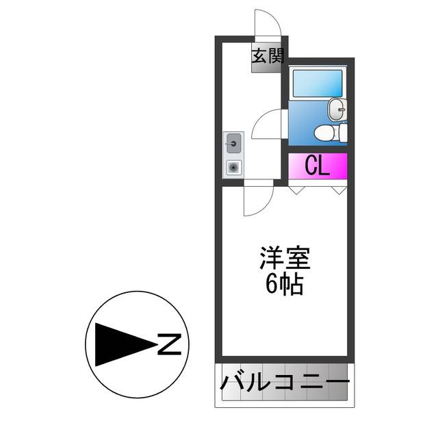 LIVE SPACE上小阪(1K/3階)の間取り写真