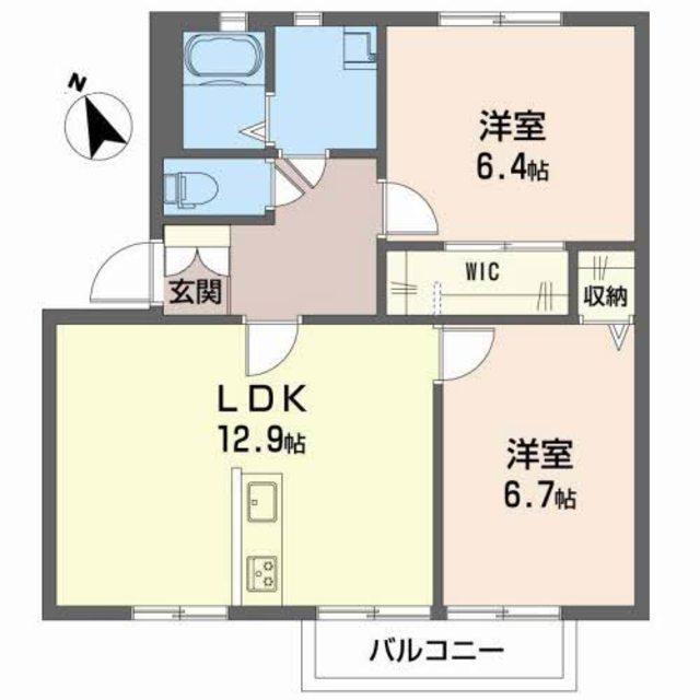 ボンリビエール吉田(2LDK/2階)の間取り写真