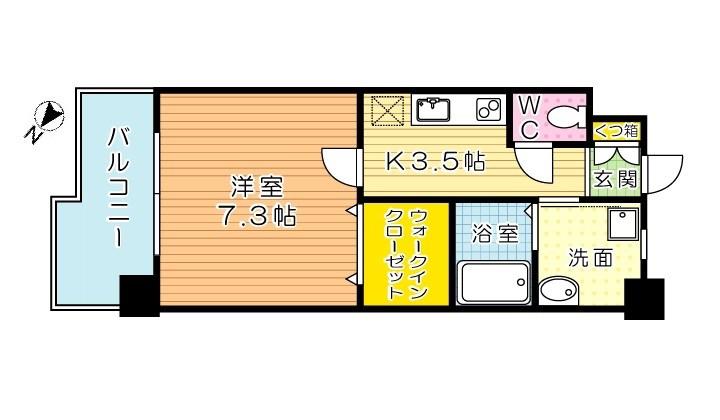 アクシオ三萩野(1K/3階)の間取り写真