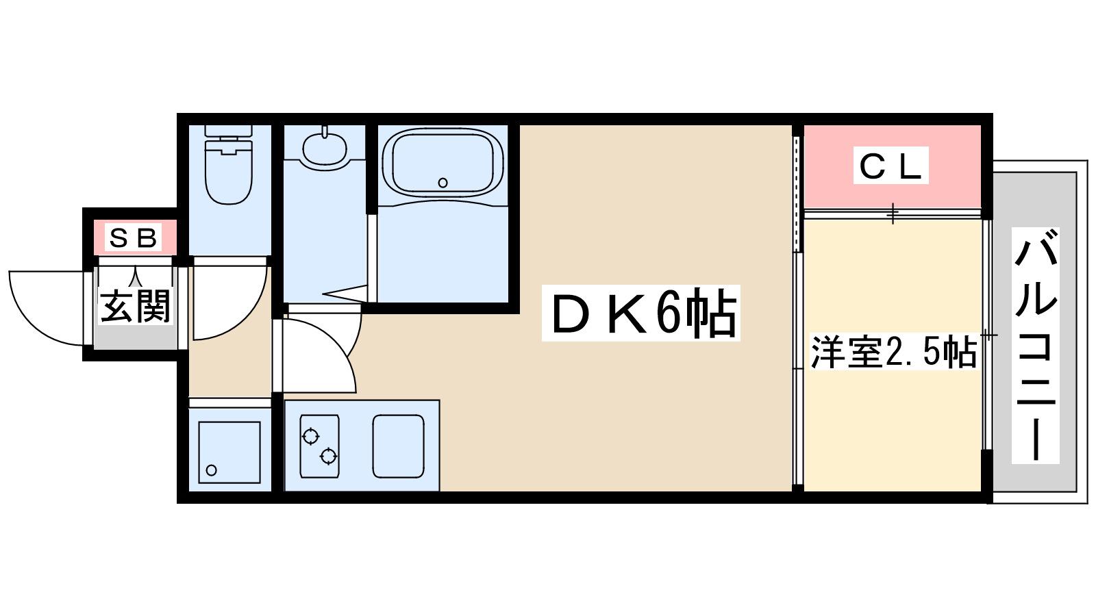 プレリスNEO大阪十三エルヴィオン(1DK/13階)の間取り写真