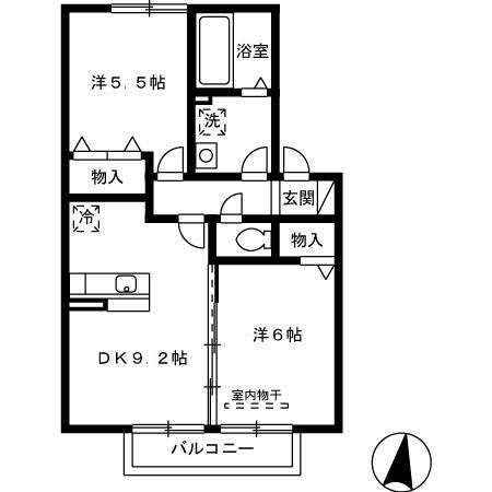 ラトンラヴ―ル I番館(2DK/2階)の間取り写真