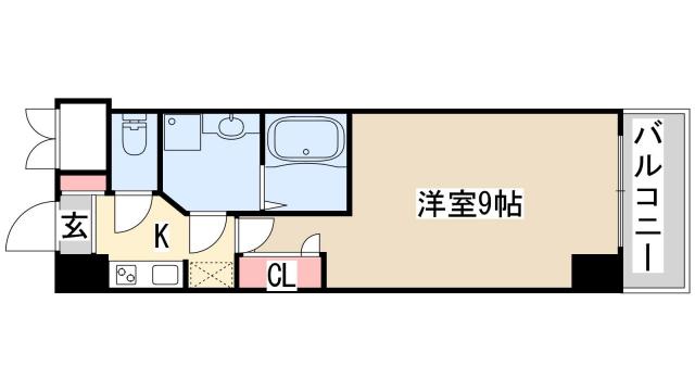 S-RESIDENCE神戸磯上通(1K/13階)の間取り写真